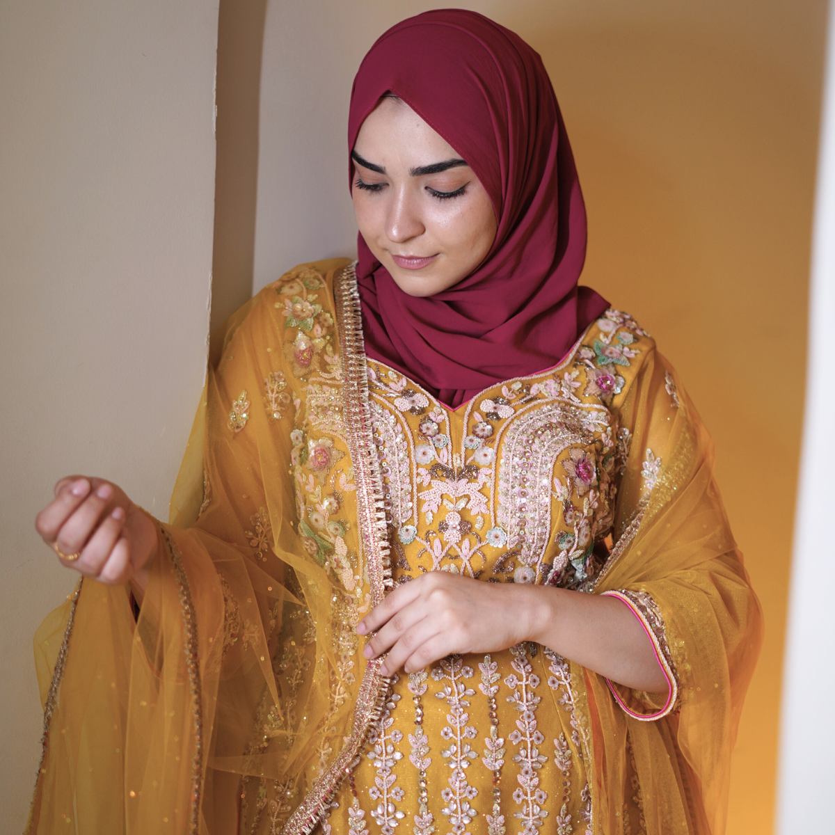 Yellow Hand Embellished Garara Suit
