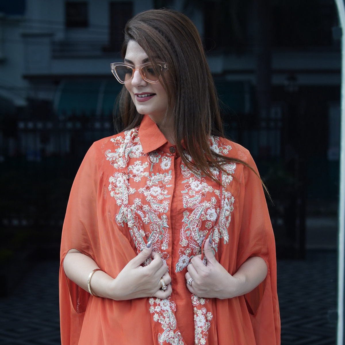 Rust Cape Indowestern Set