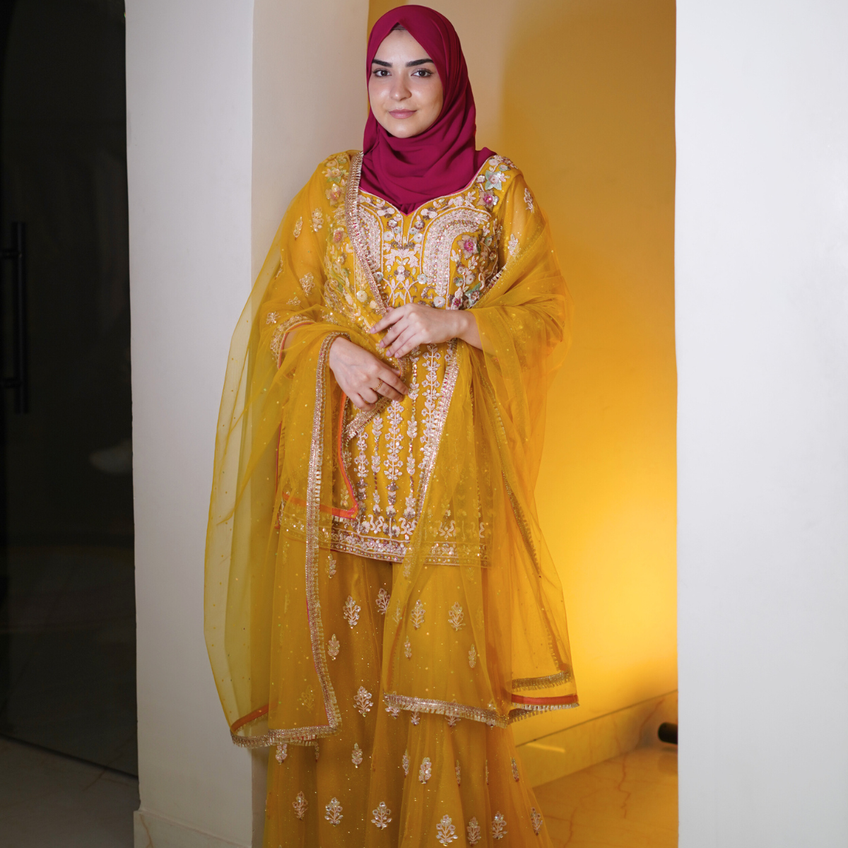Yellow Hand Embellished Garara Suit