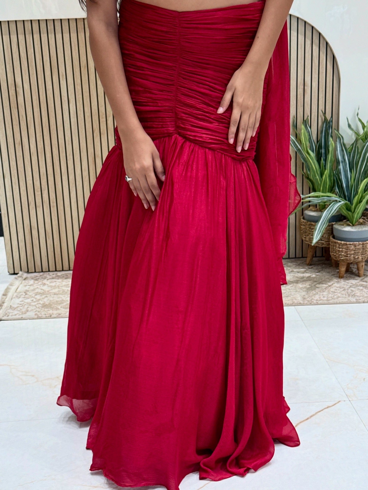 Red Dreamy Fish-Cut Lehenga | Bridal & Party Wear Indo-Western Elegance