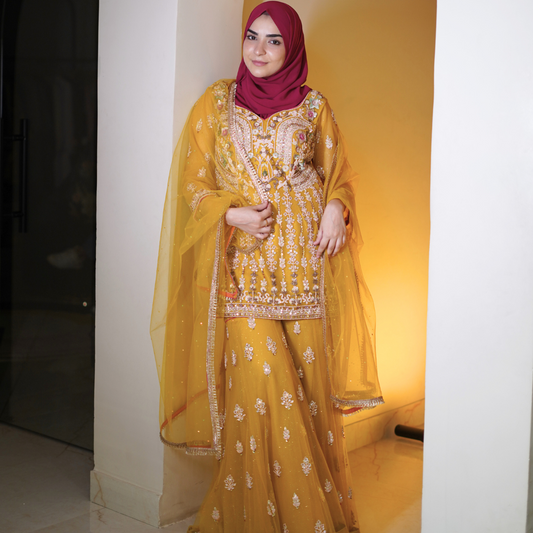 Yellow Hand Embellished Garara Suit