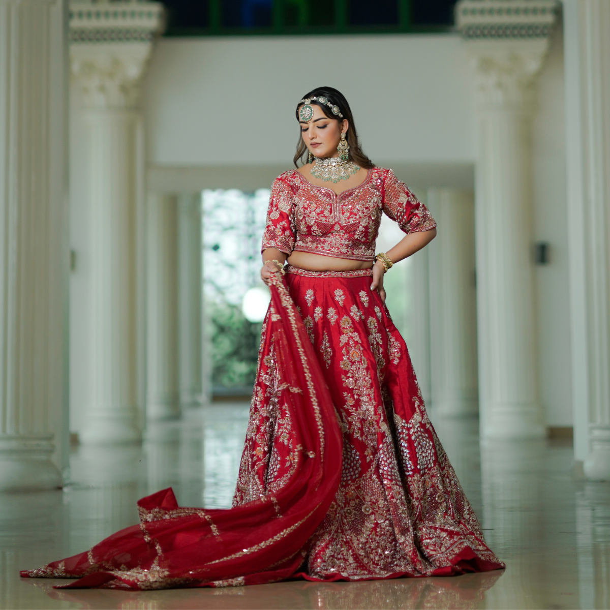 Beautiful Red Bridal Lehenga with Intricate Work