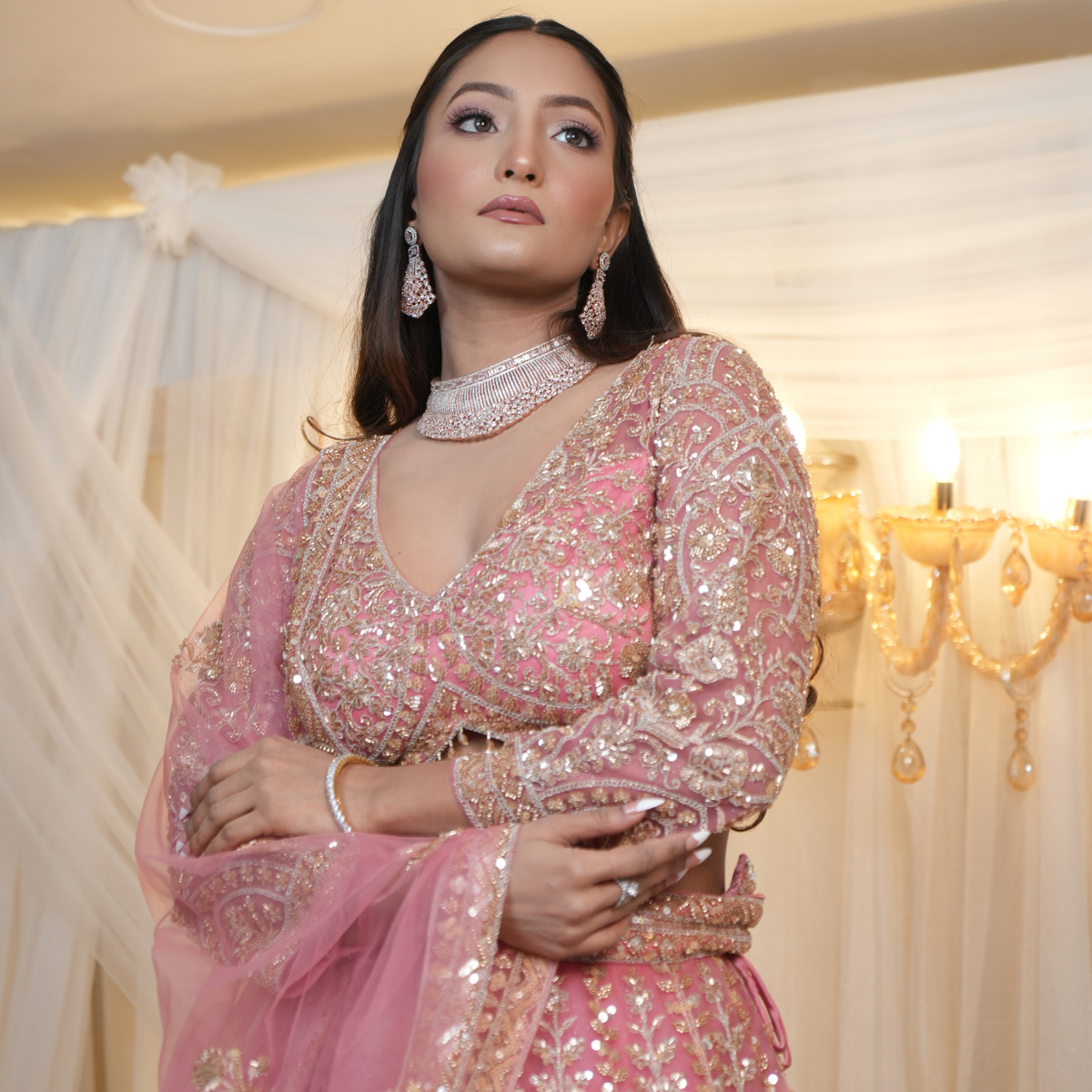Pink Embellished Lehenga