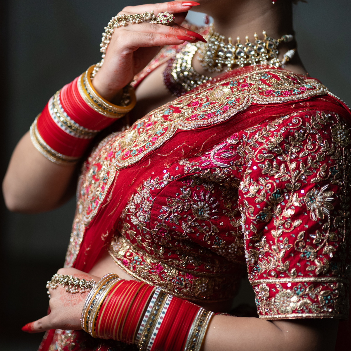 Peacock Glory Red Lehenga