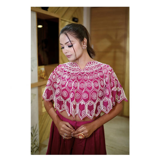 Pink Cape Hand Embellished with Dhoti
