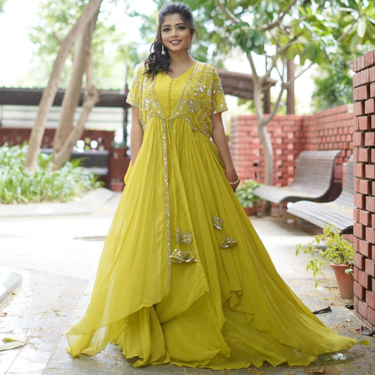 Lime Luxe Layered Anarkali