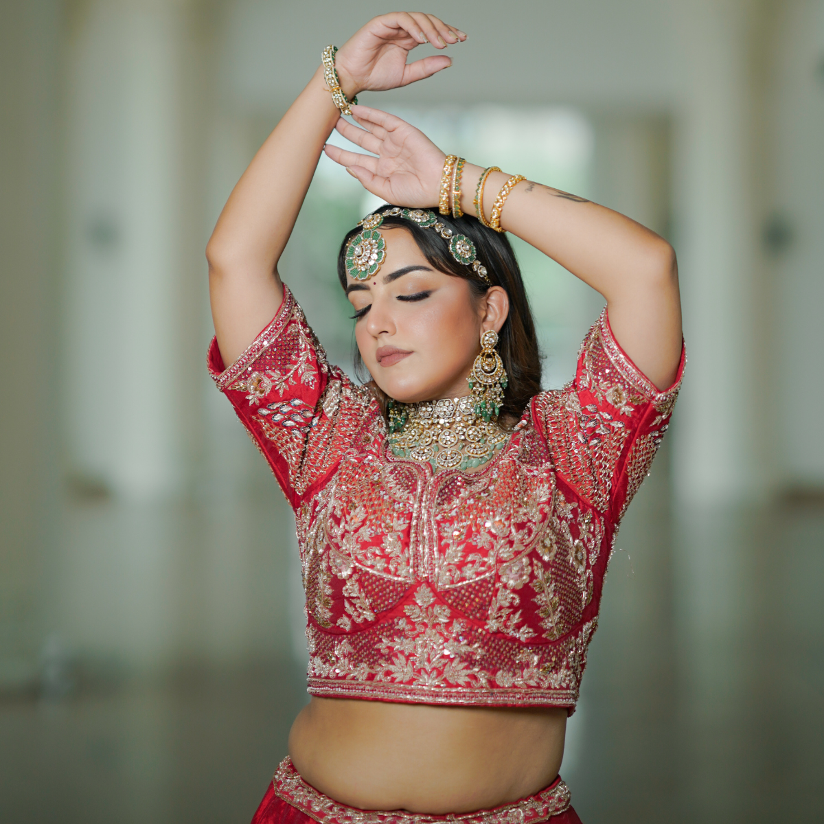 Beautiful Red Bridal Lehenga with Intricate Work
