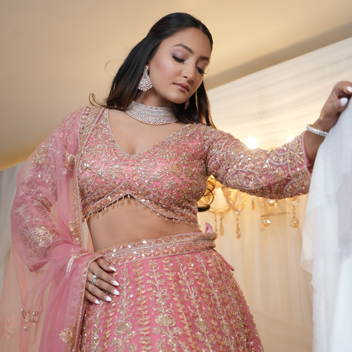 Pink Embellished Lehenga