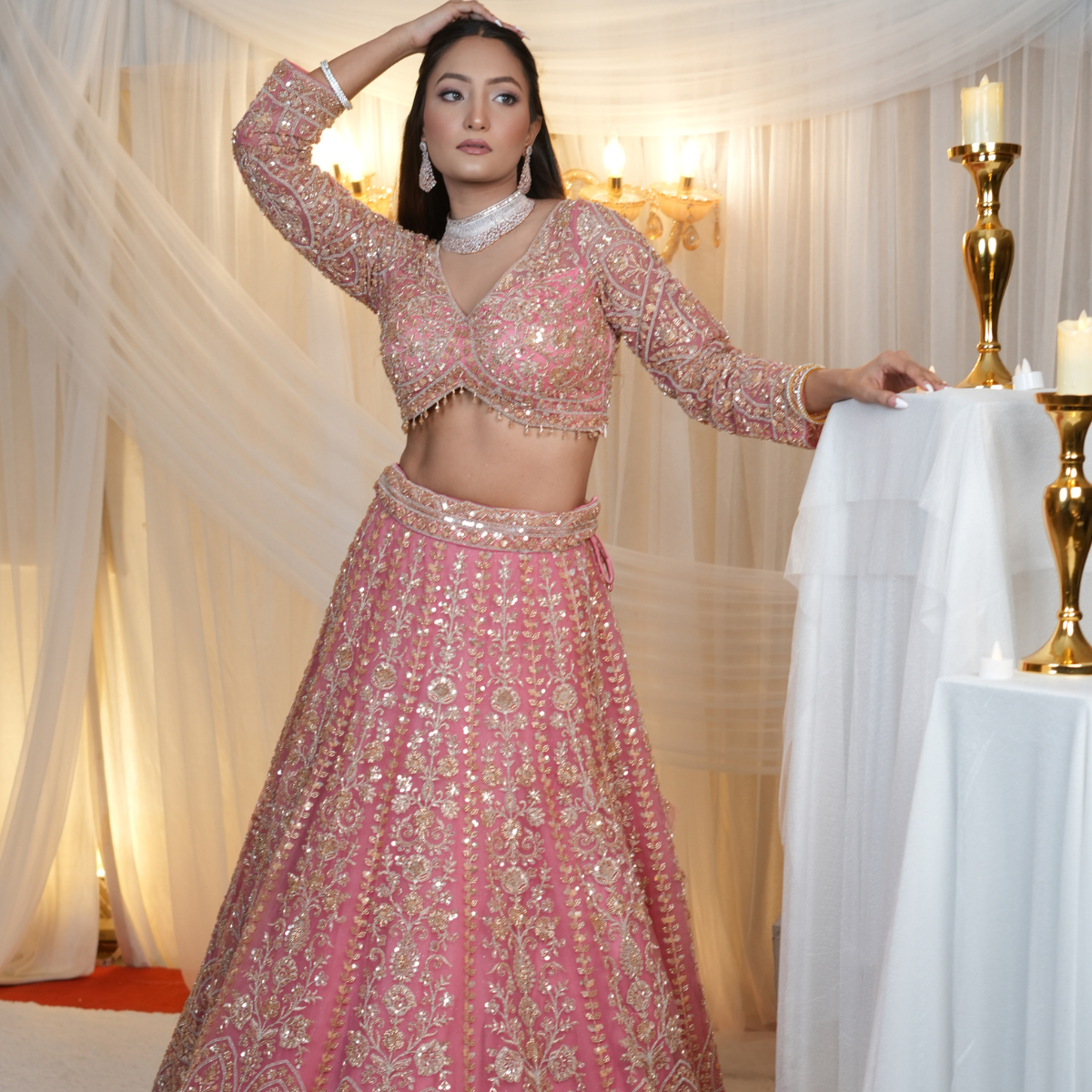 Pink Embellished Lehenga