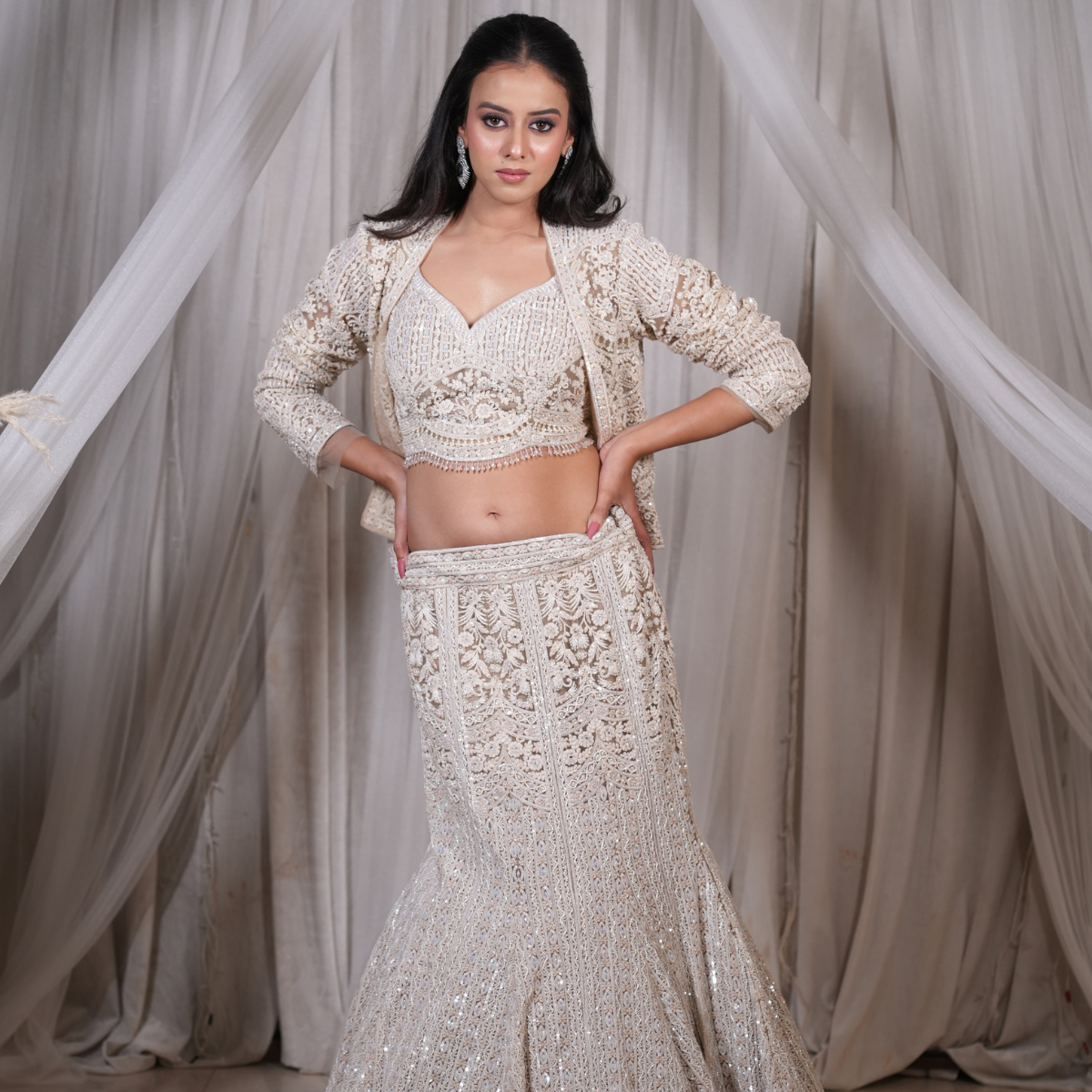 Ivory Fish Cut with Bolero Jacket