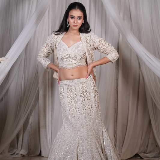 Ivory Fish Cut with Bolero Jacket
