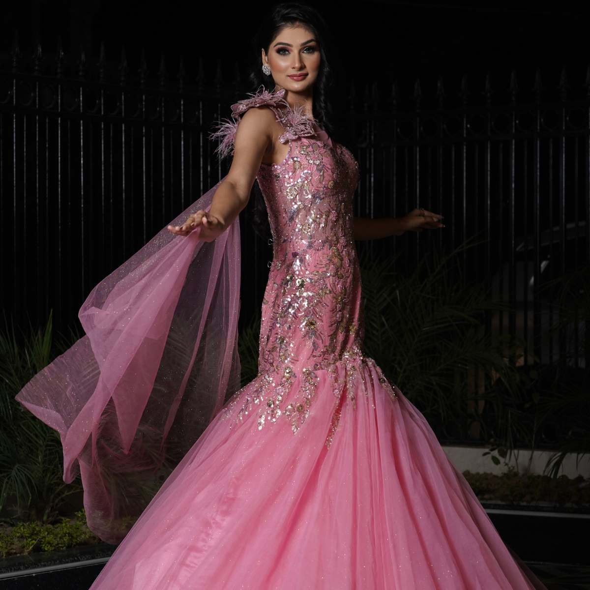 Crafted to contour, embellished to dazzle—this fish-cut bridal gown by Nawazish is where modern glamour meets handcrafted tradition. With intricate embroidery, a sculpted silhouette, and a couture finish, it’s designed for the bride who wants to shine in every step. Perfect for receptions, cocktail nights, or statement bridal portraits.