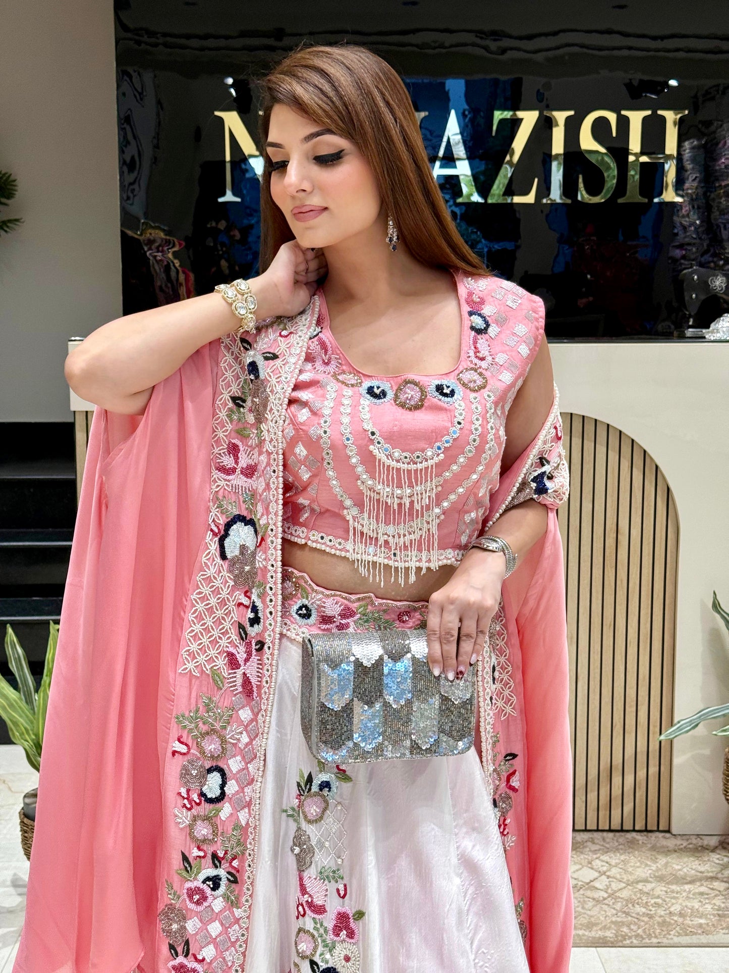 Peach Whisper Ombre Cape Set