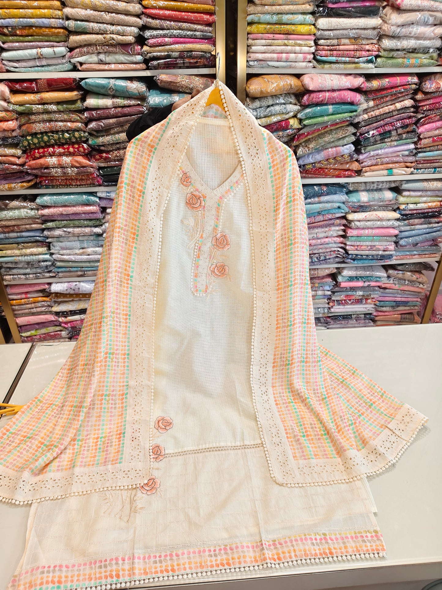 Kota Cotton Unstitched Suit
Resham Work Dress Material
Printed Kota Cotton Suit with Lace
Muslin Dupatta Unstitched Suit
Designer Cotton Suit for Women