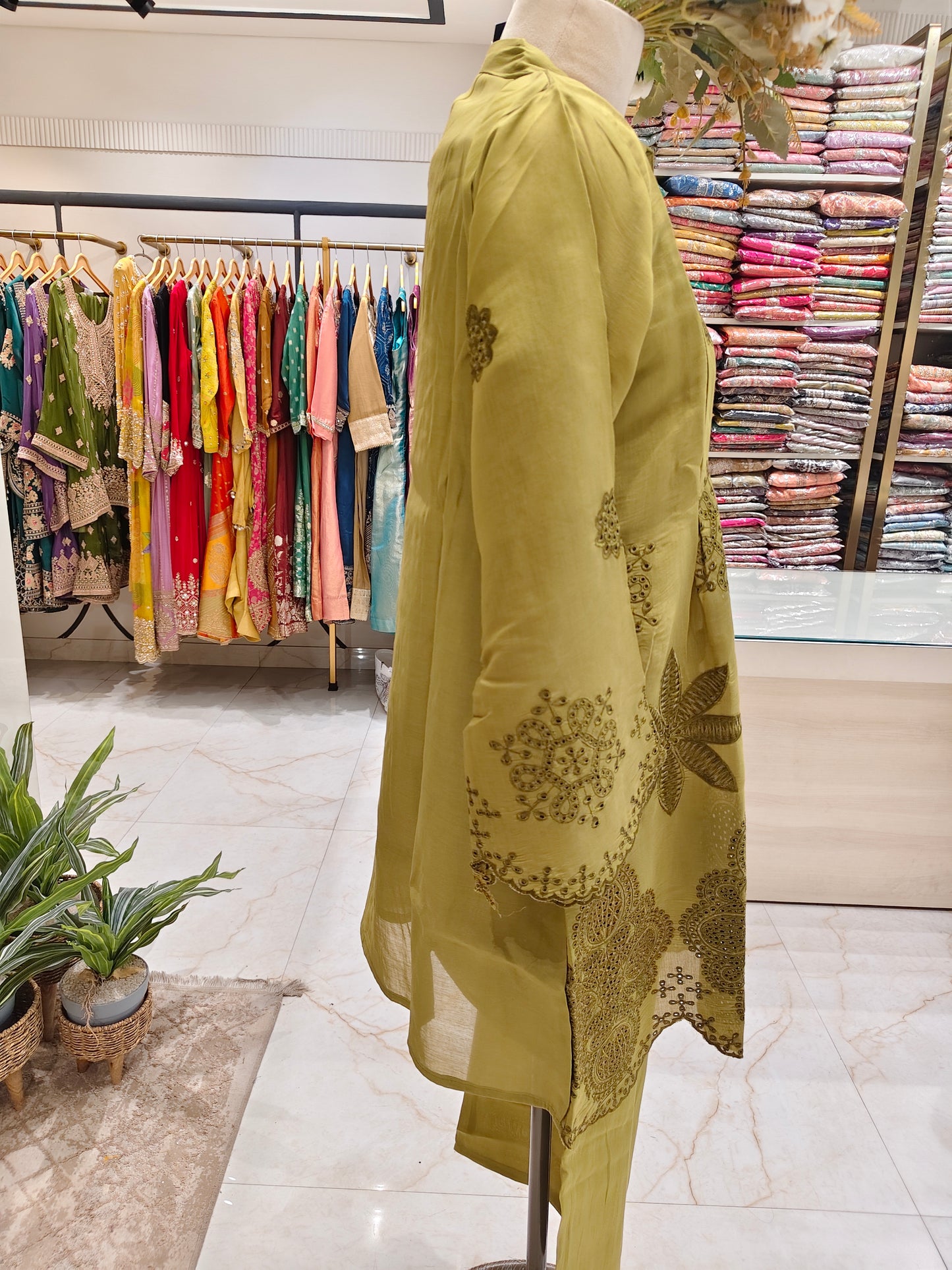 Mehndi Green Hakoba Co-Ord Set