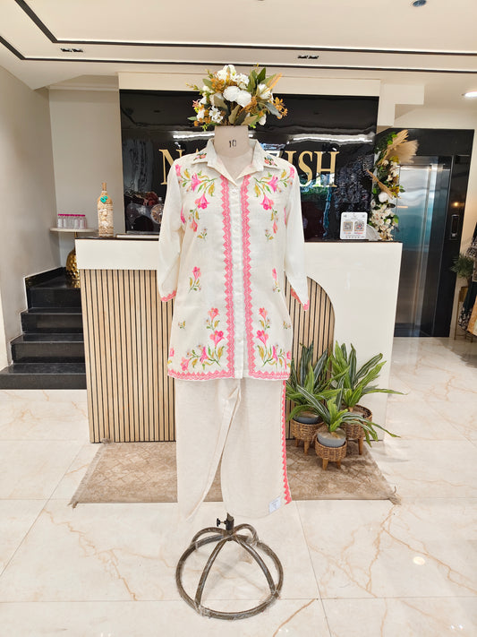 Cream Linen Co-Ord Set
Floral Printed Co Ord Set Women
Palazzo Co Ord Set with Thread Work
Designer Linen Co Ord Outfit
Cream Ethnic Co Ord Set