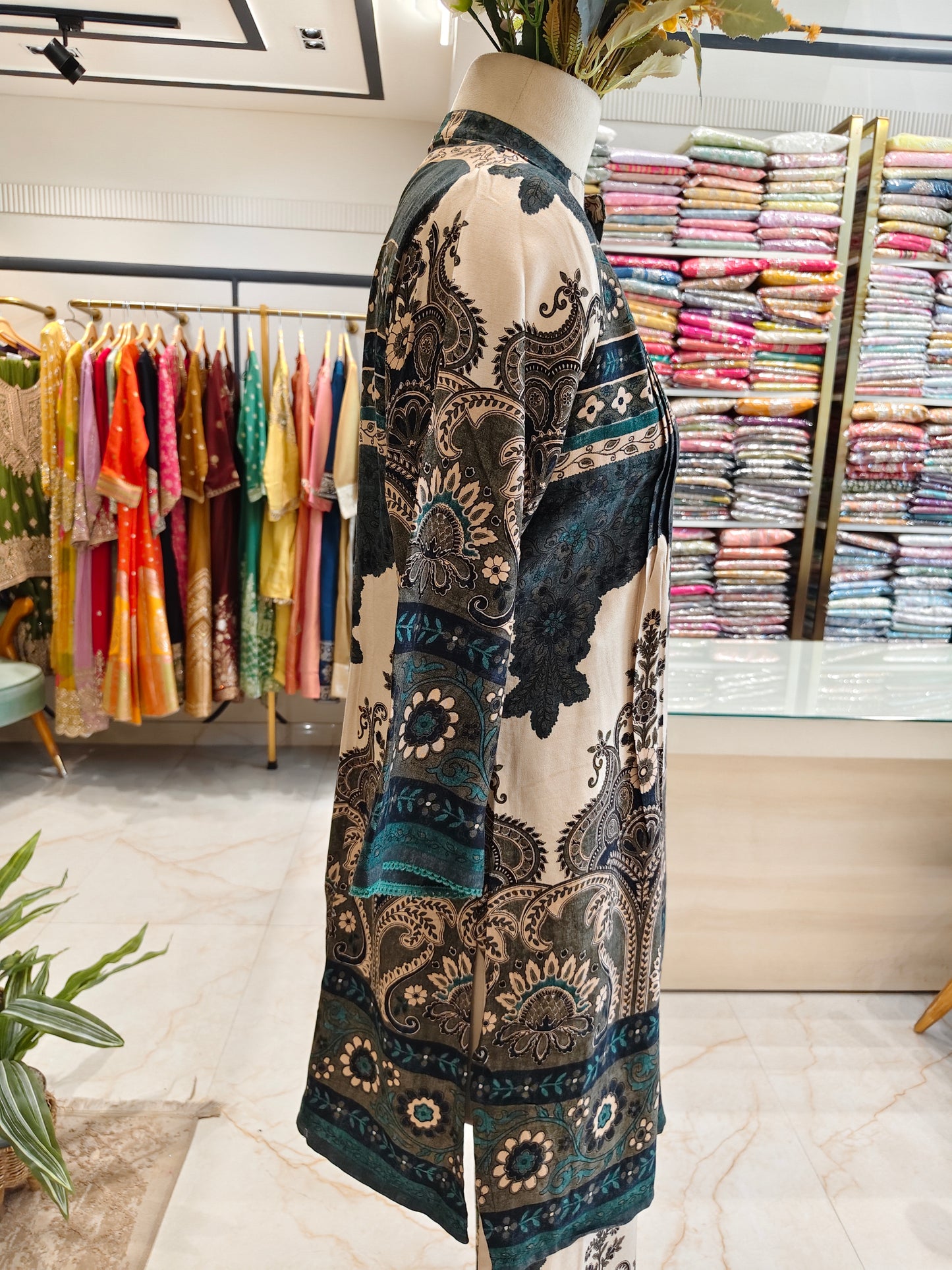 Bottle Green Muslin Printed Co-Ord Set