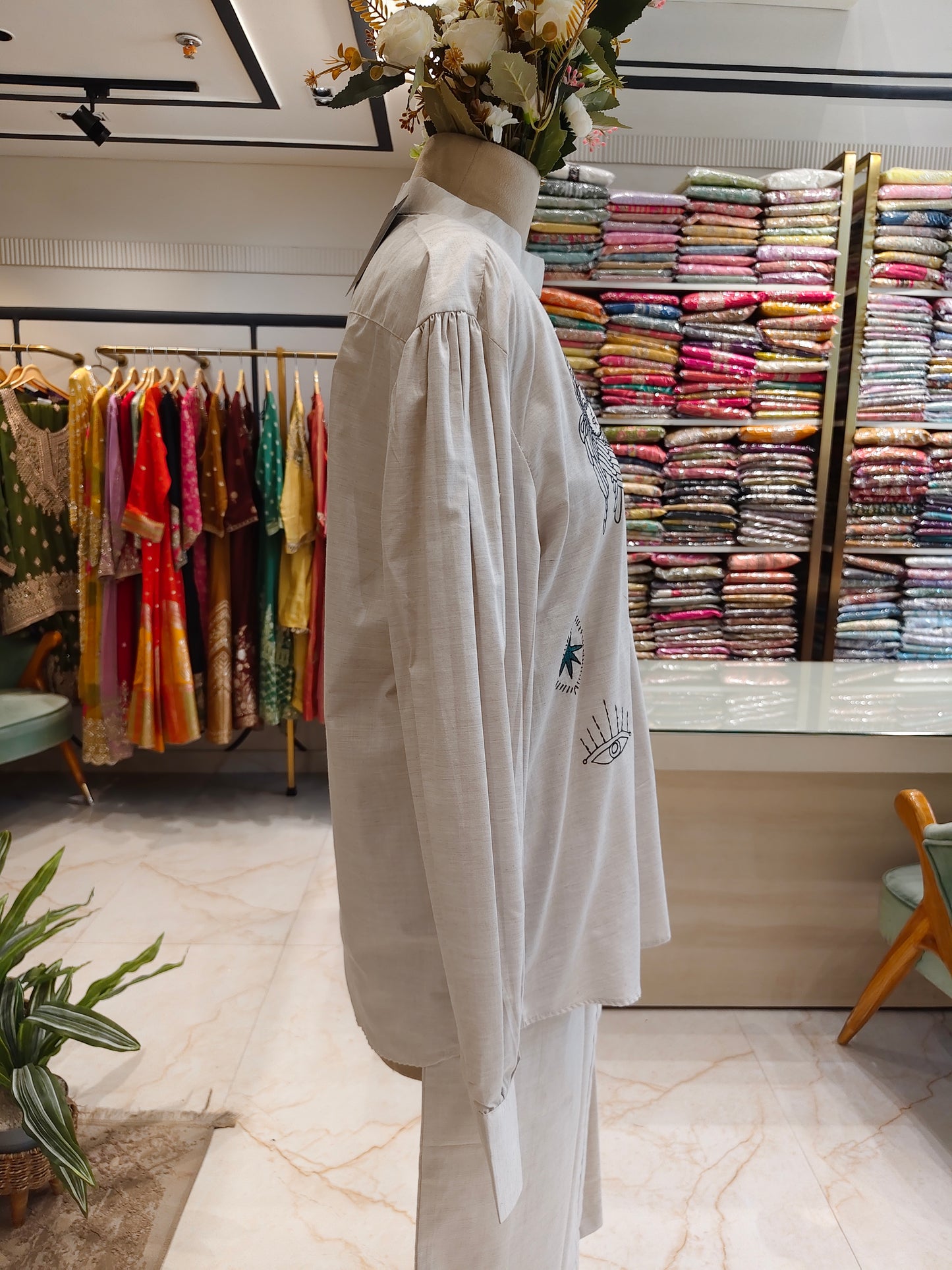 Floral Cotton Co-Ord Set with Resham Work