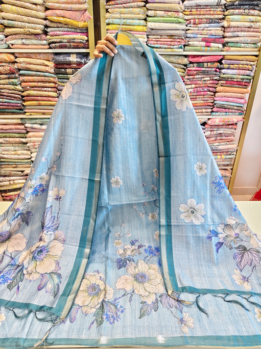 Floral Chanderi Handwork Suit