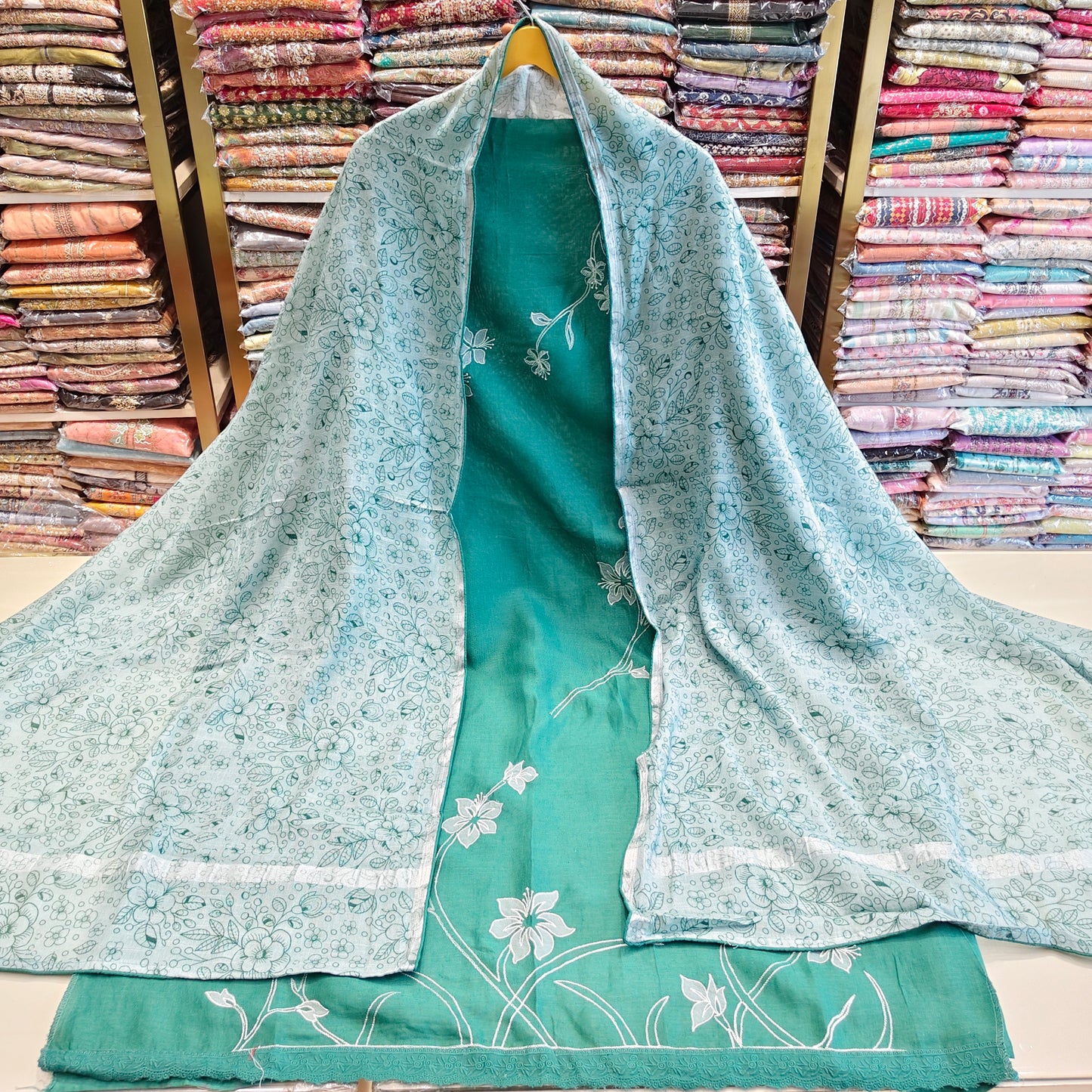 Linen Applique Work Suit