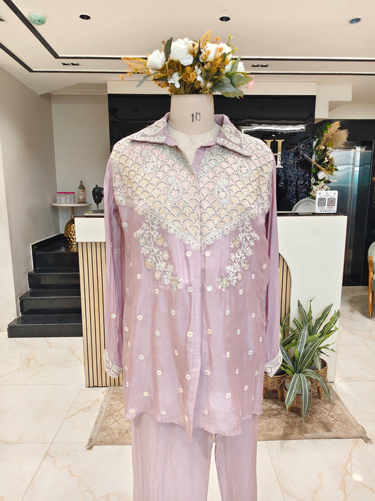 Lavender Chinon Thread Co-Ord Set