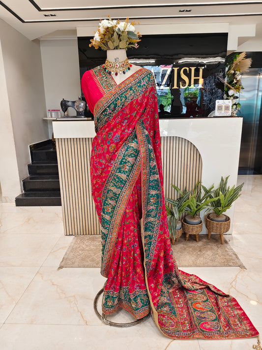 Red Silk Designer Saree