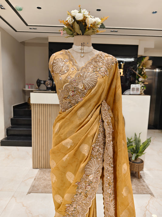 Yellow Self Tissue Saree