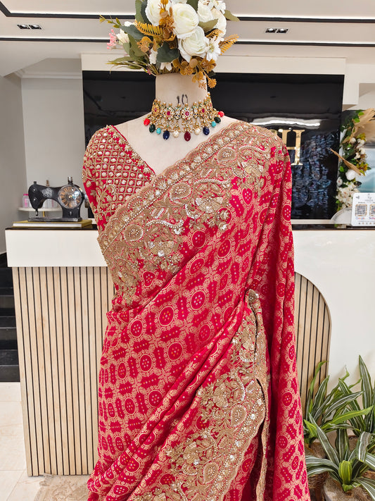 Rani Pink Khaddi Georget Saree