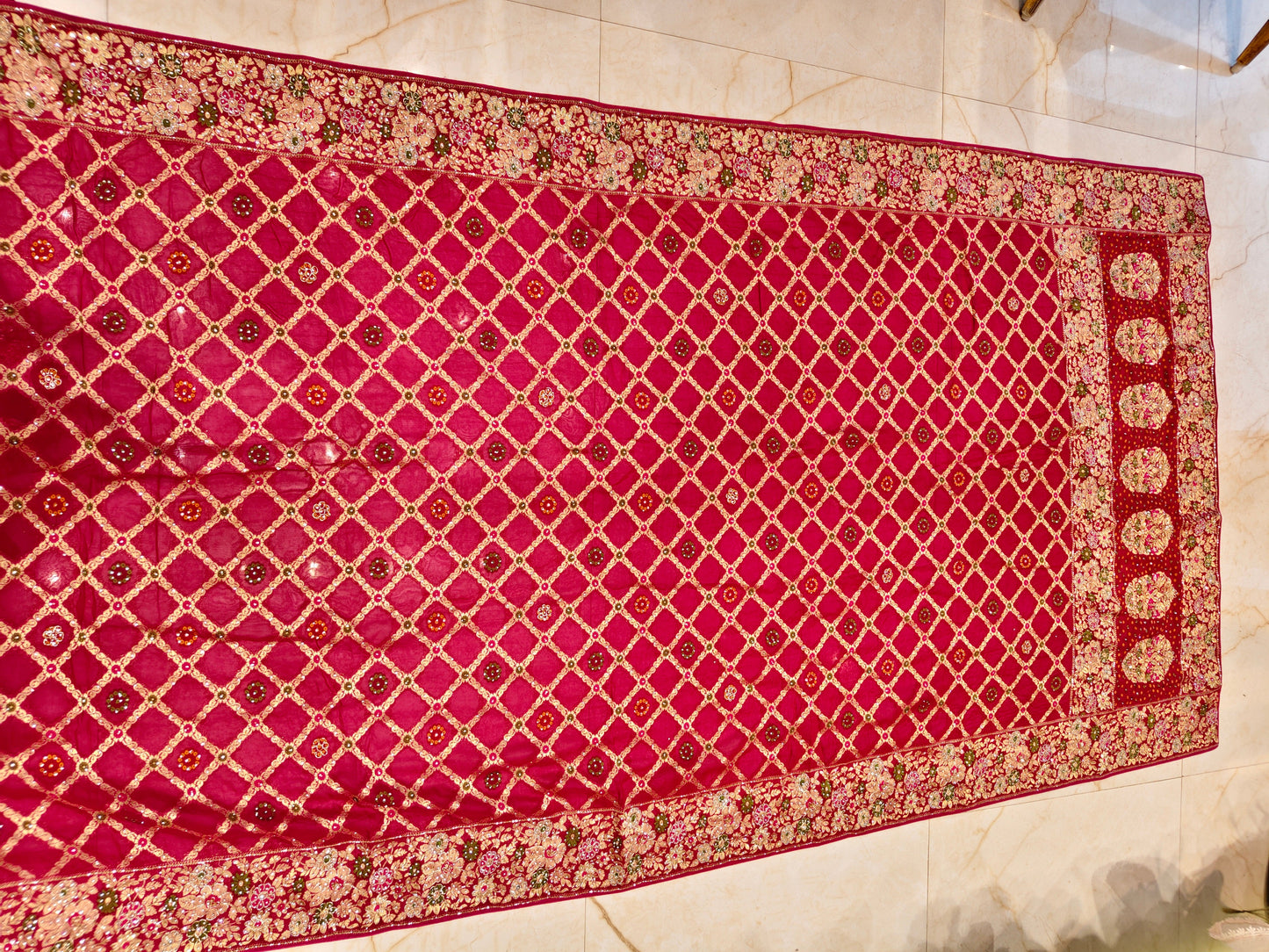 Rani Pink Georget Designer Saree