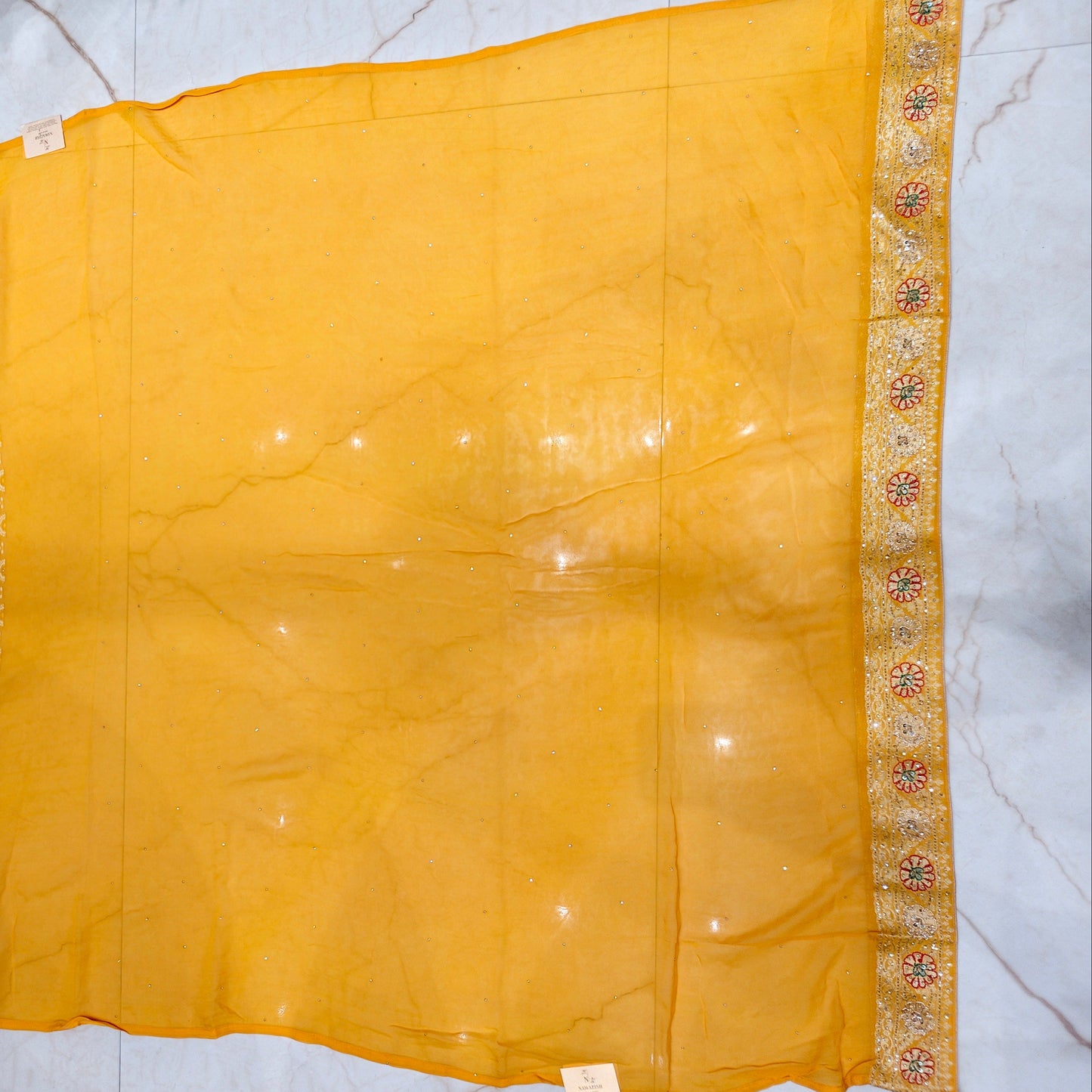 Yellow Georget Designer Saree
