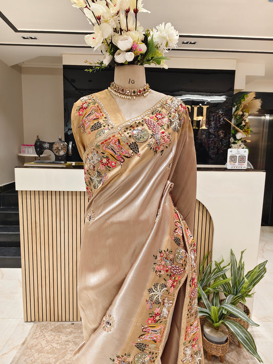 Gold Tissue Designer Saree