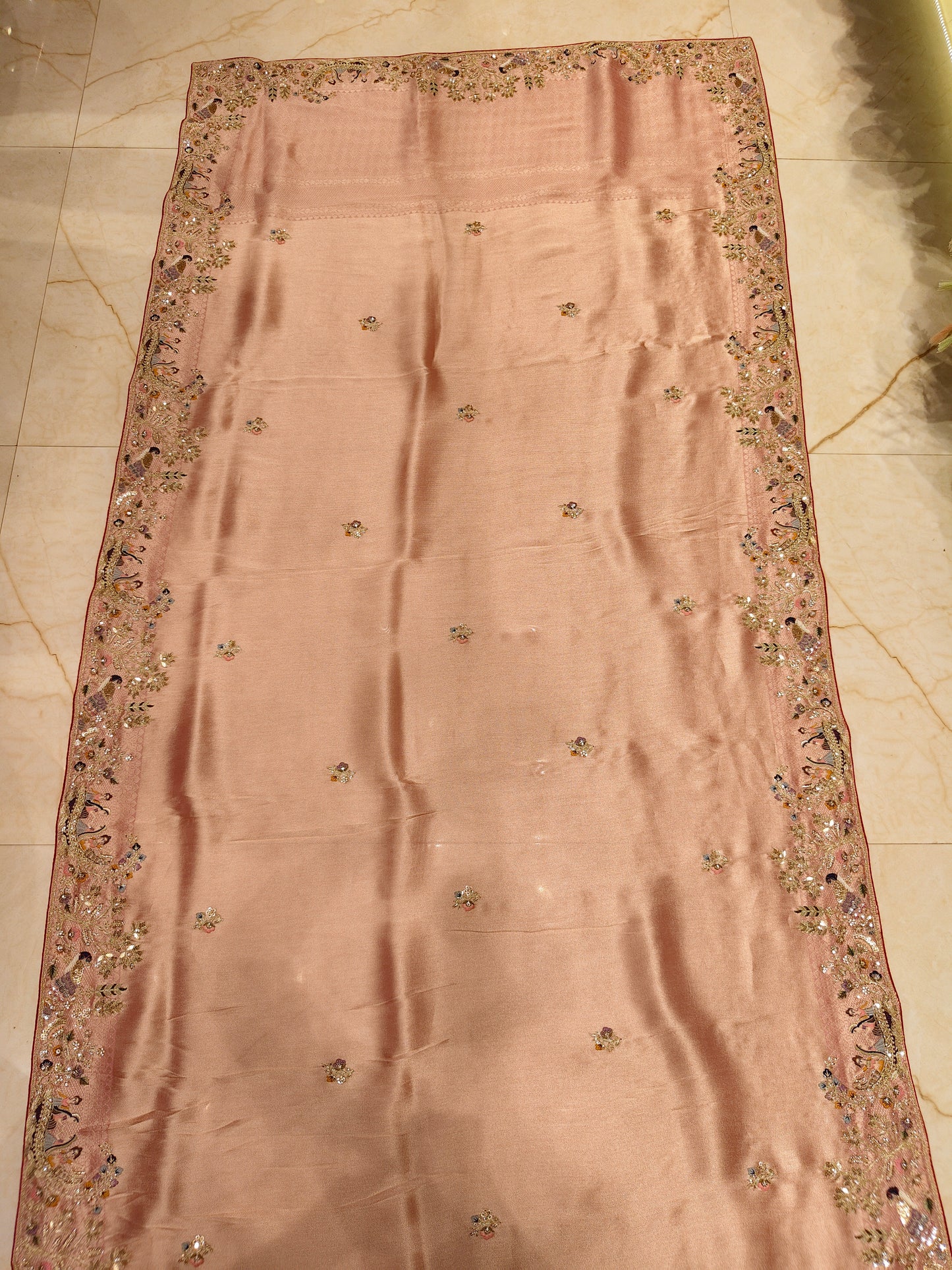 Baby Pink Tissue Designer Saree