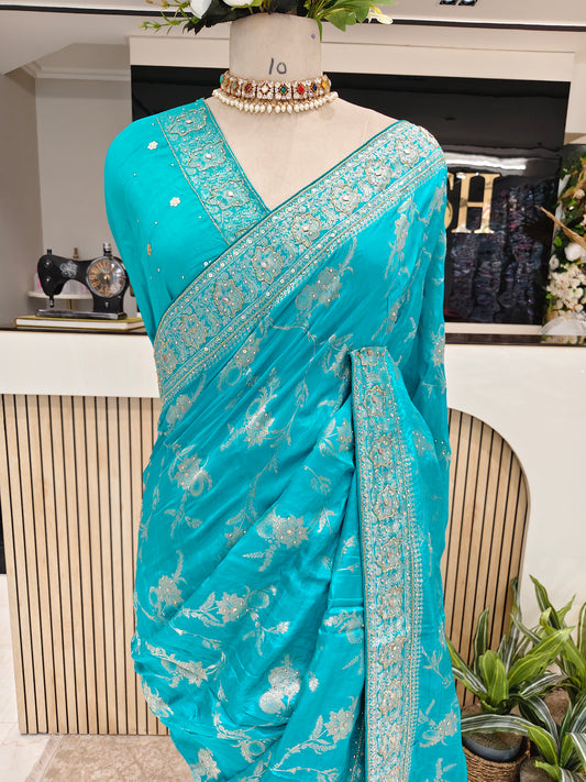 Rama Green Dola Silk Saree