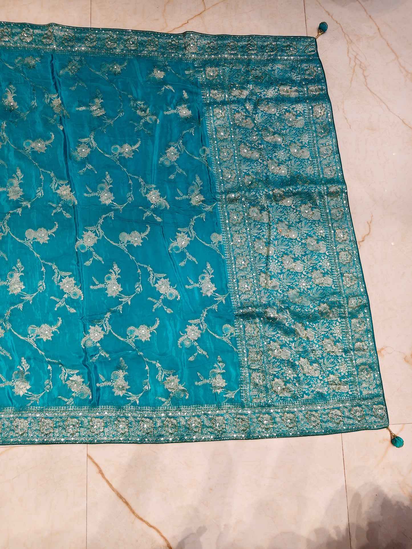 Rama Green Dola Silk Saree