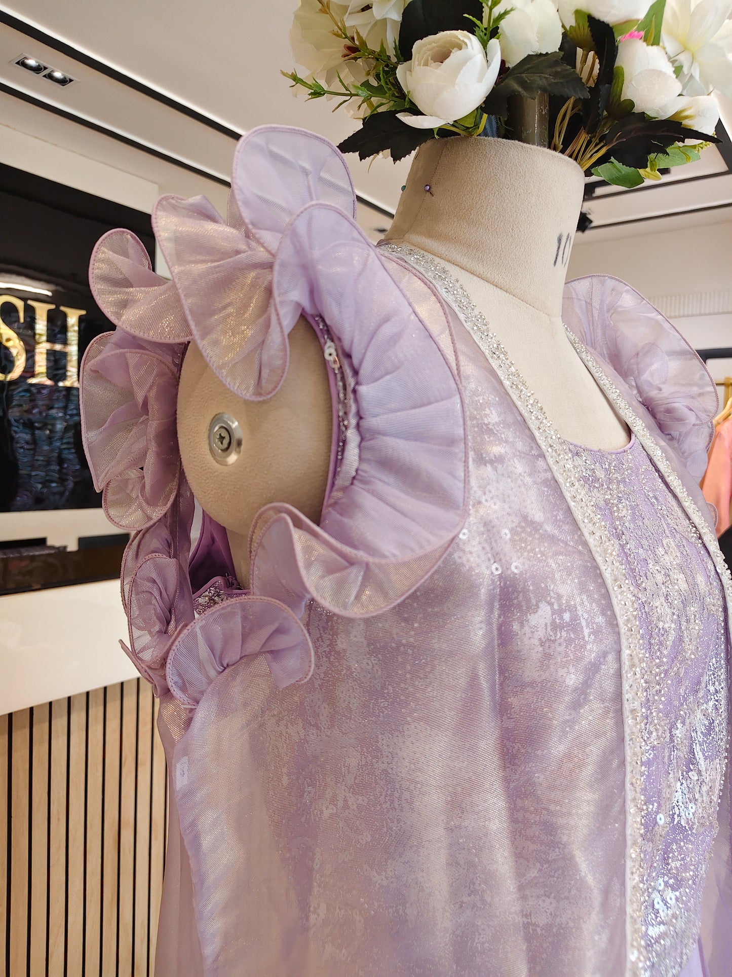 Purple Organza Indo Western Skirt Palazzo Set