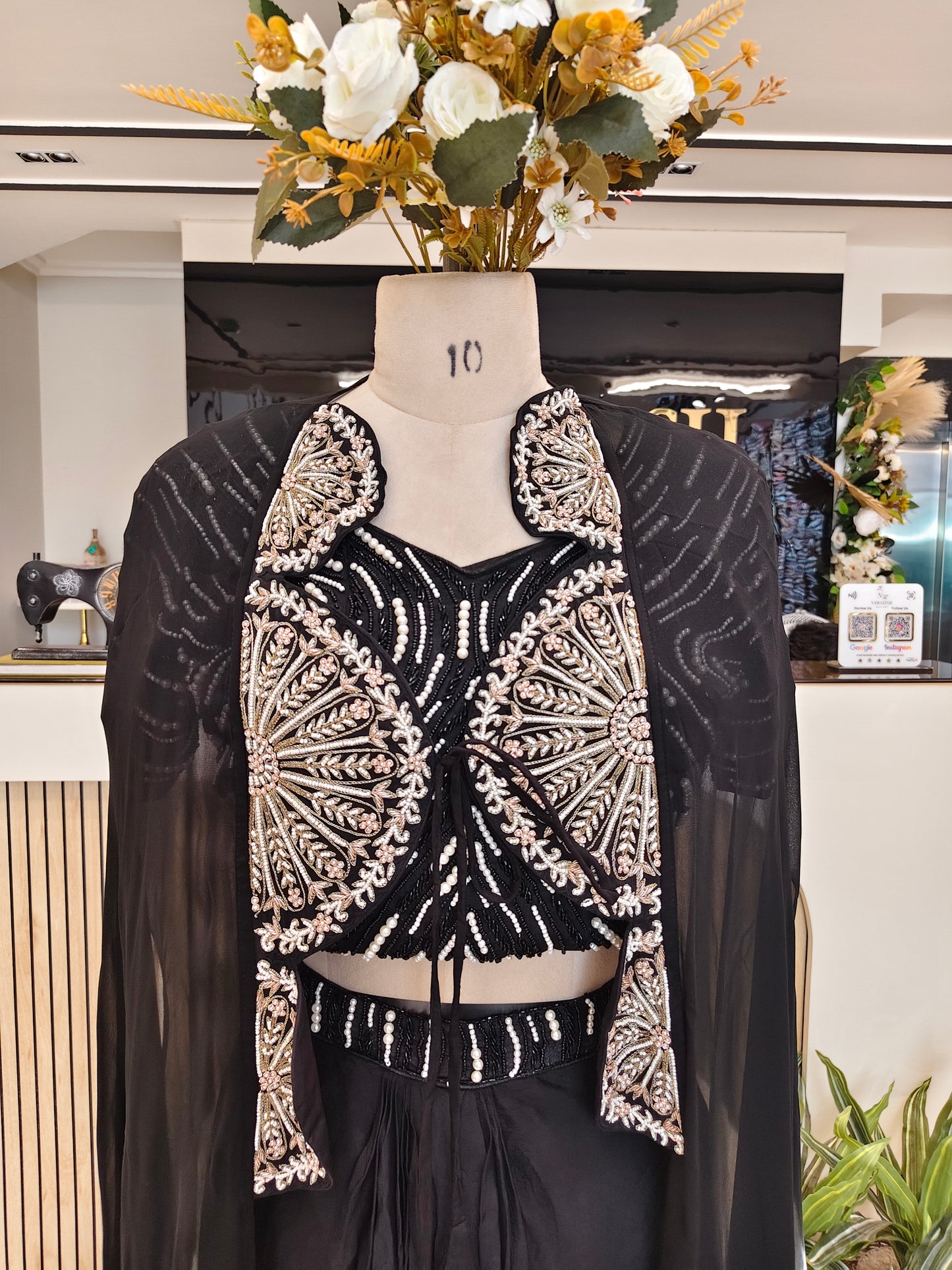 Black Drape Skirt Indo Western Set
