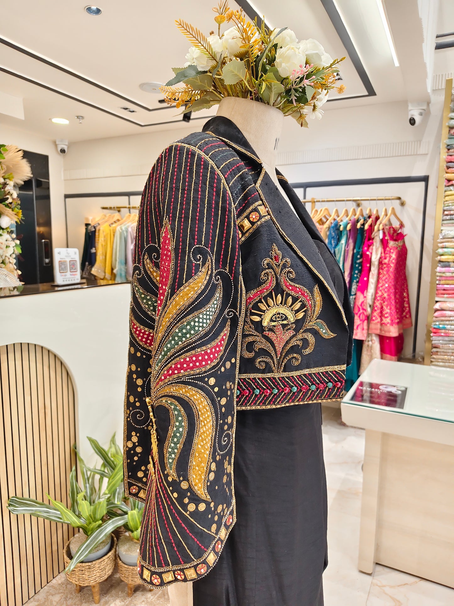 Black Silk Blazer Palazzo Set