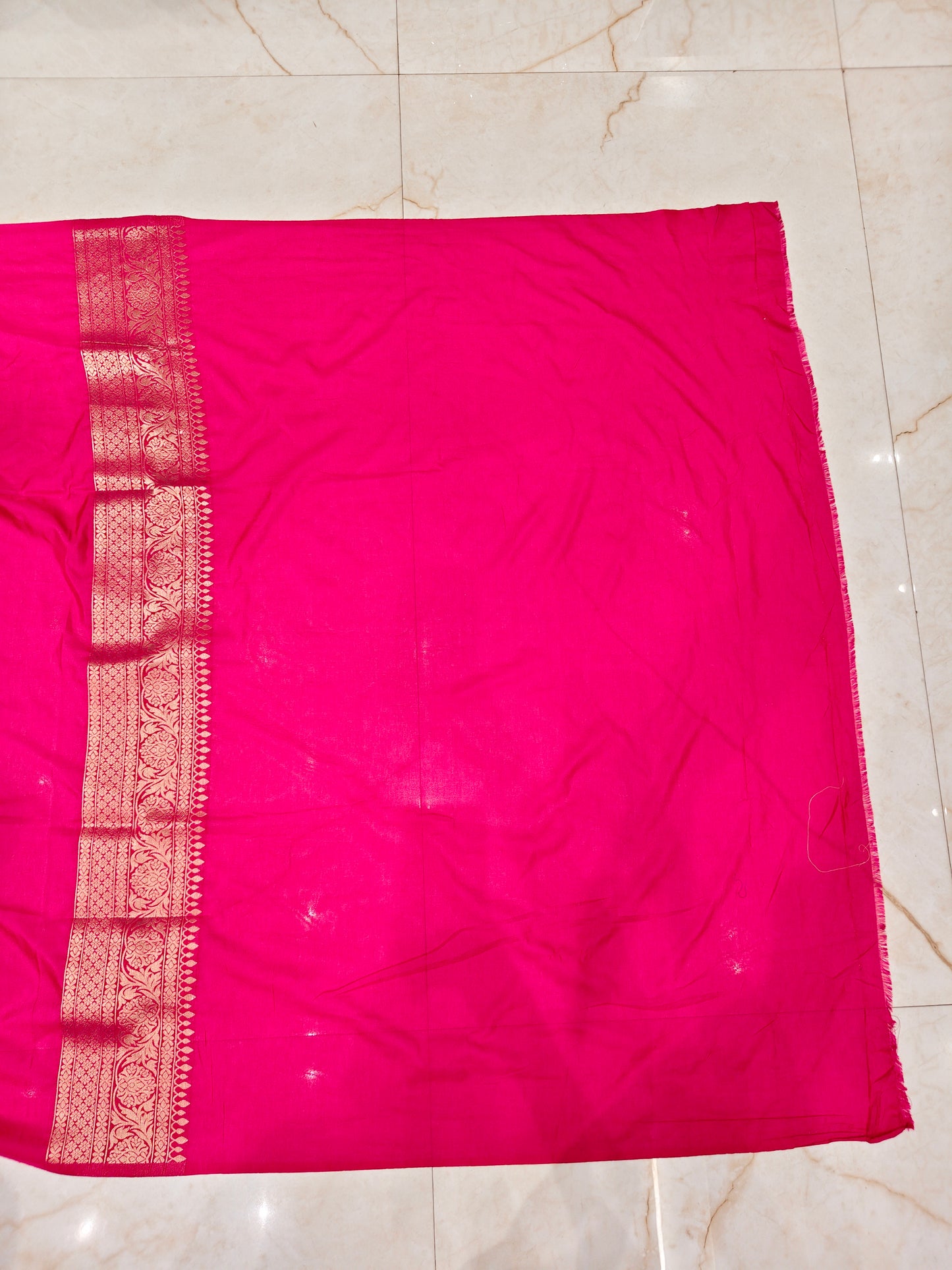 Rani Pink Zari Woven Saree
