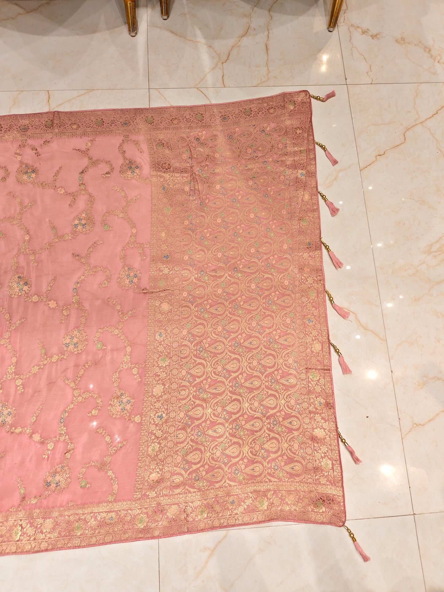 Onion Pink Zari Meena Kari Saree