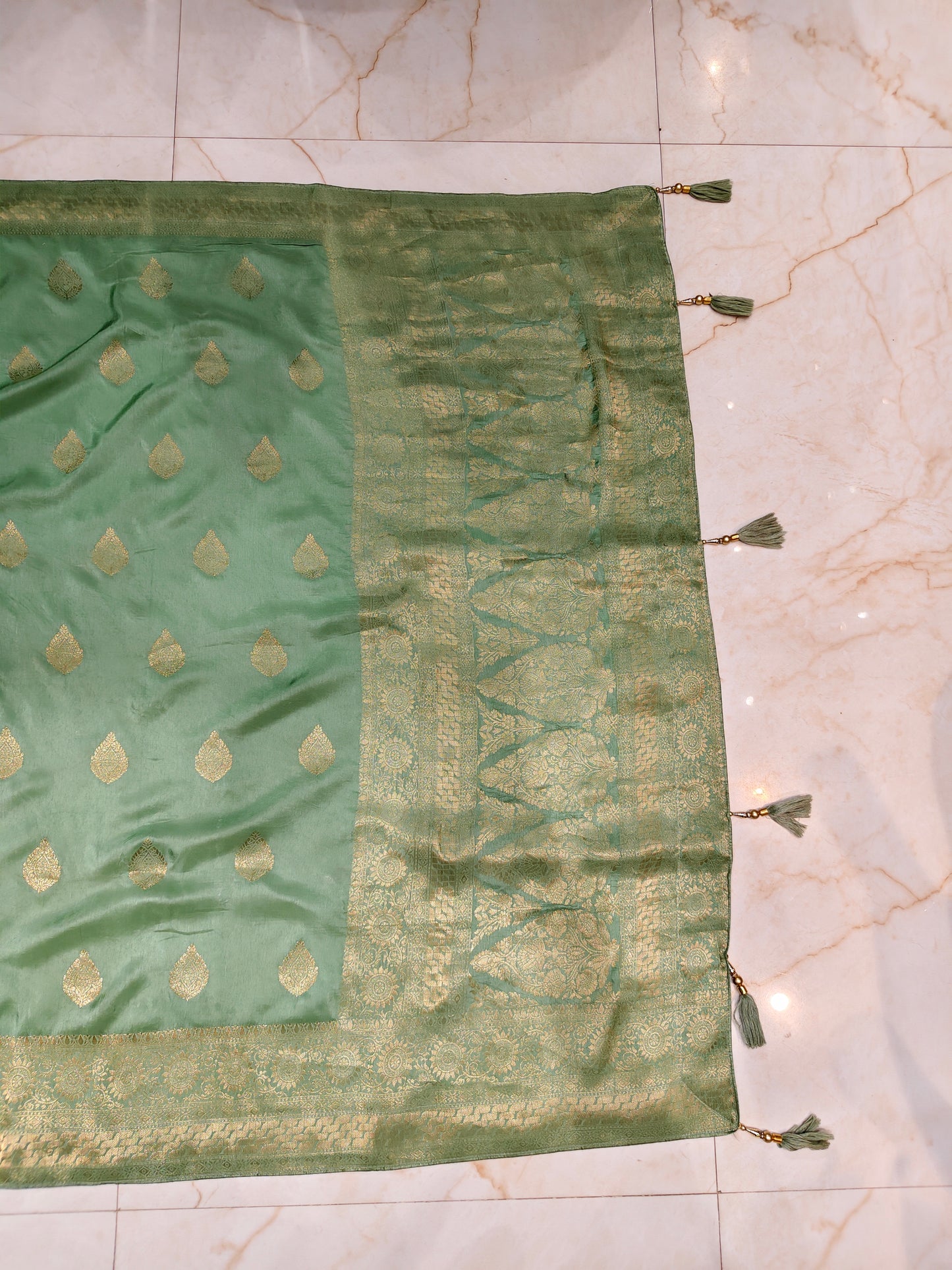 Pista Green Dola Silk Saree