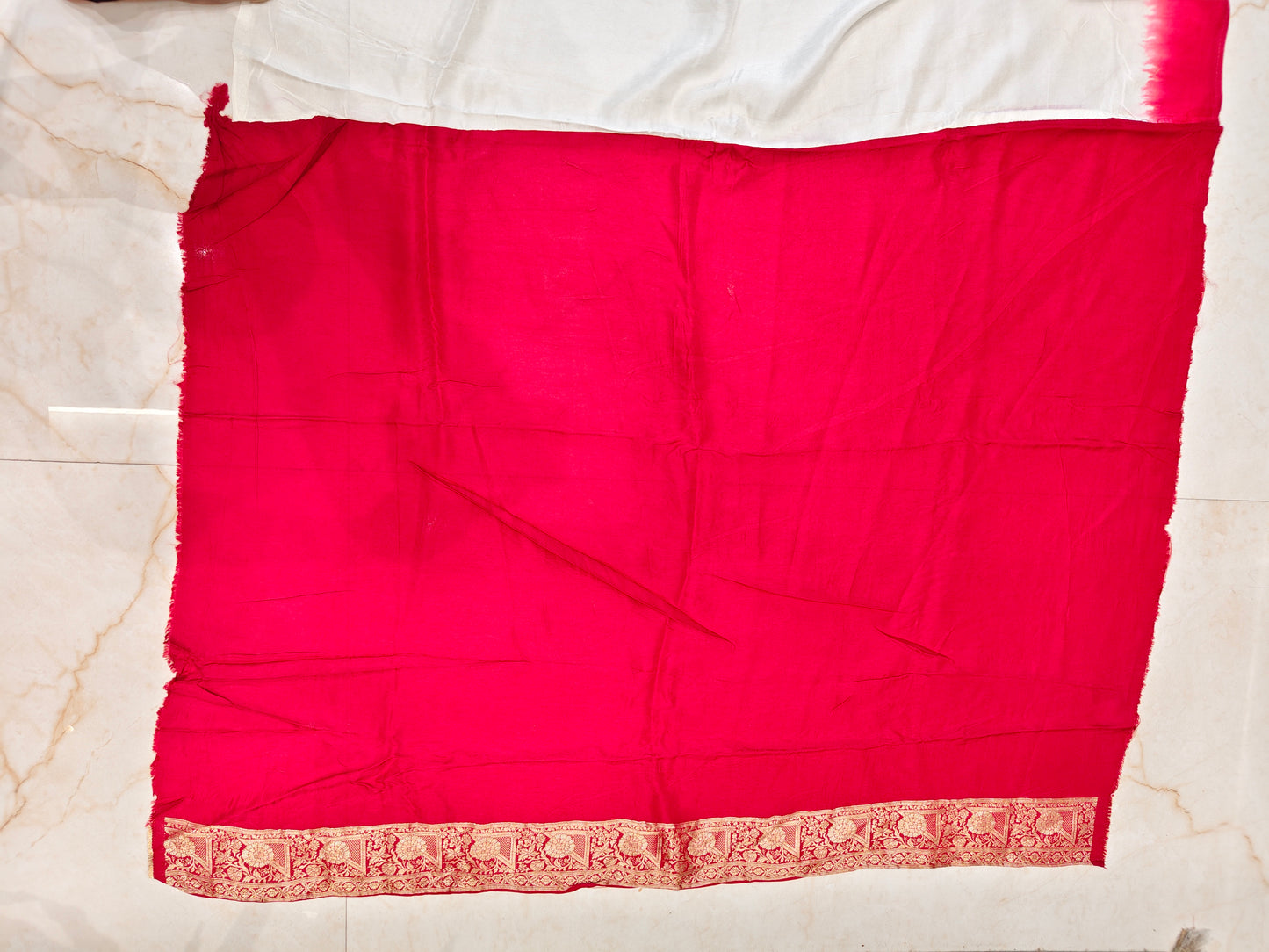 Off White & Red Dola Silk Saree
