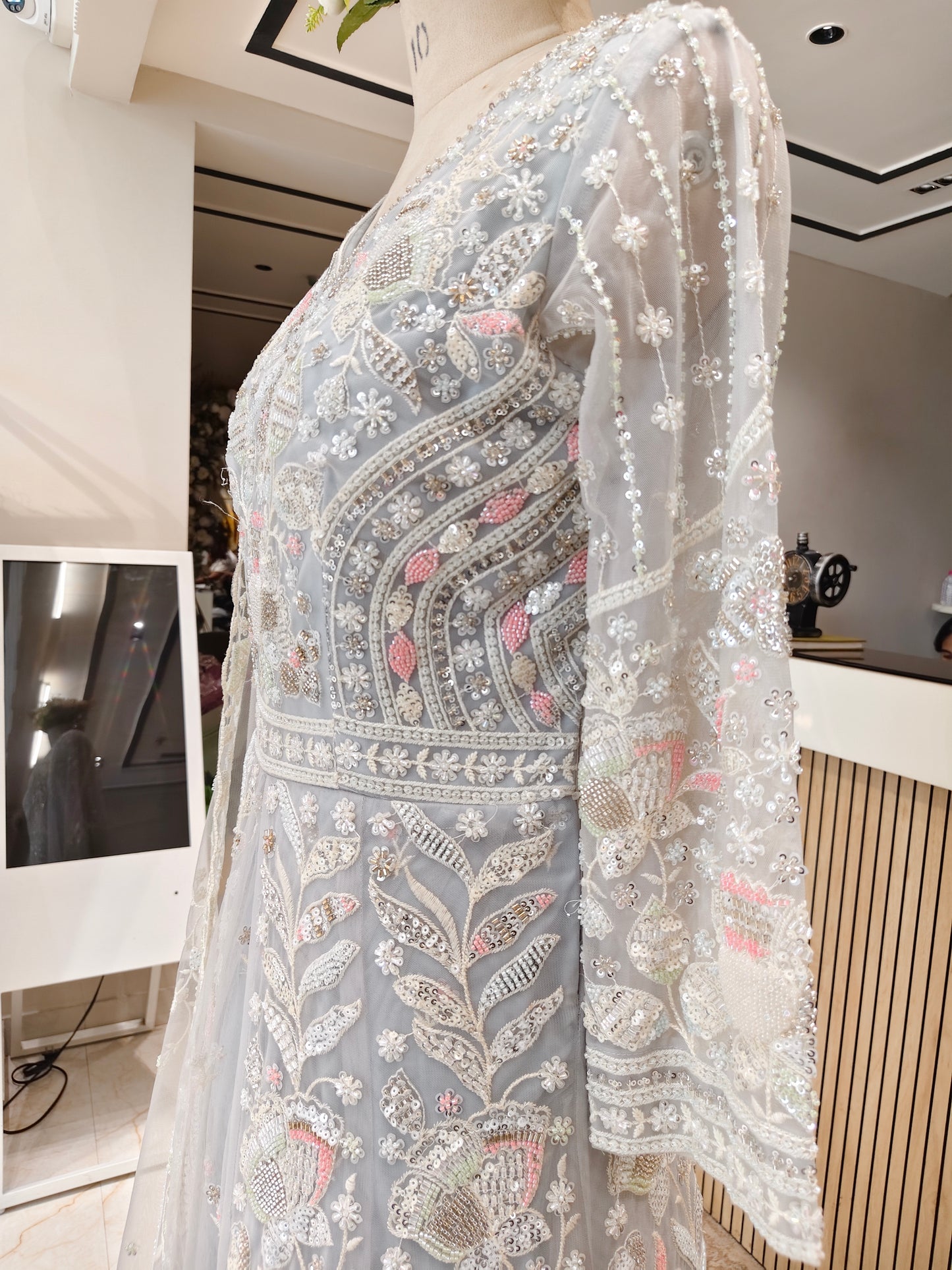 Grey Handwork Anarkali