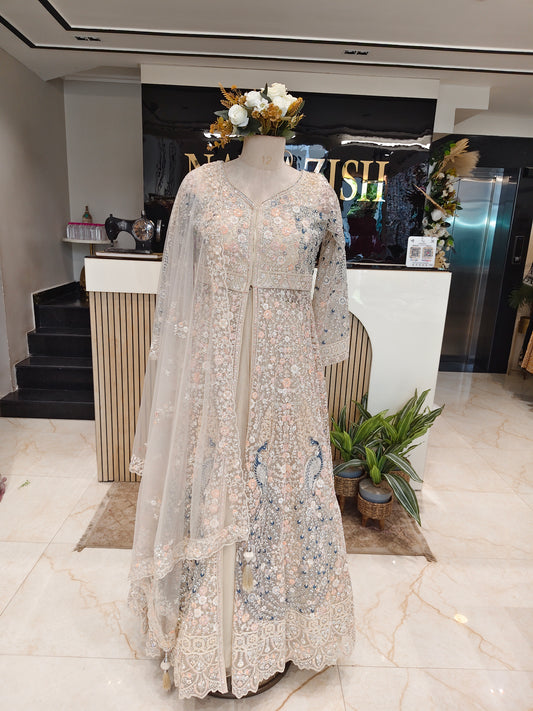 Cream Dori Stonework Anarkali