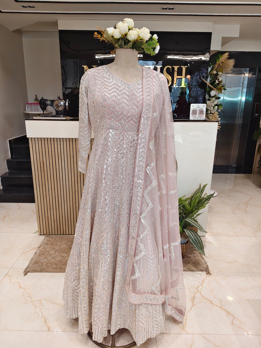 Baby Pink Stonework Anarkali