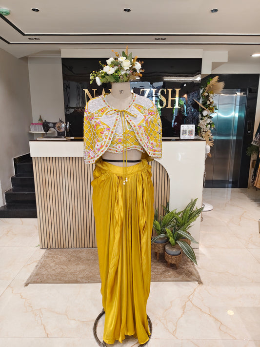 Mustard Cape Style Skirt Set