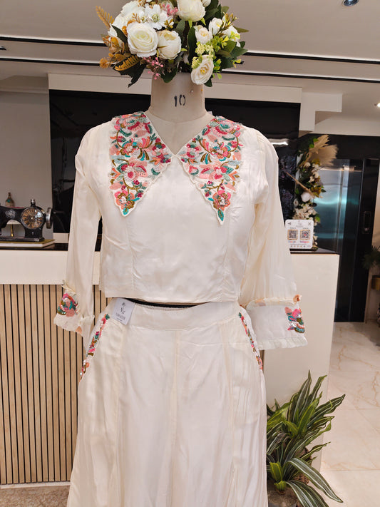 Off White Sharara Fusion Set