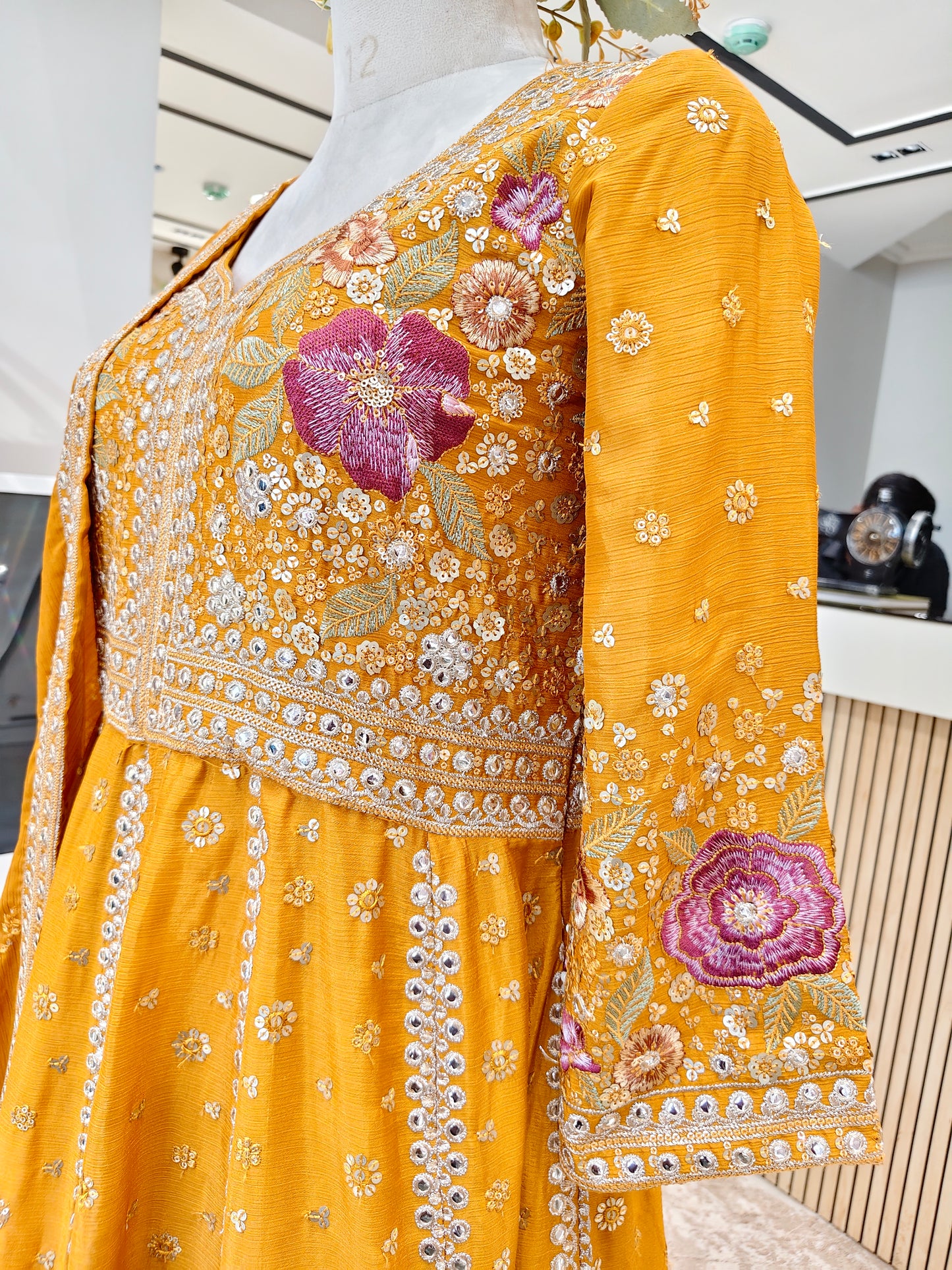 Mustard Chiffon Skirt Set