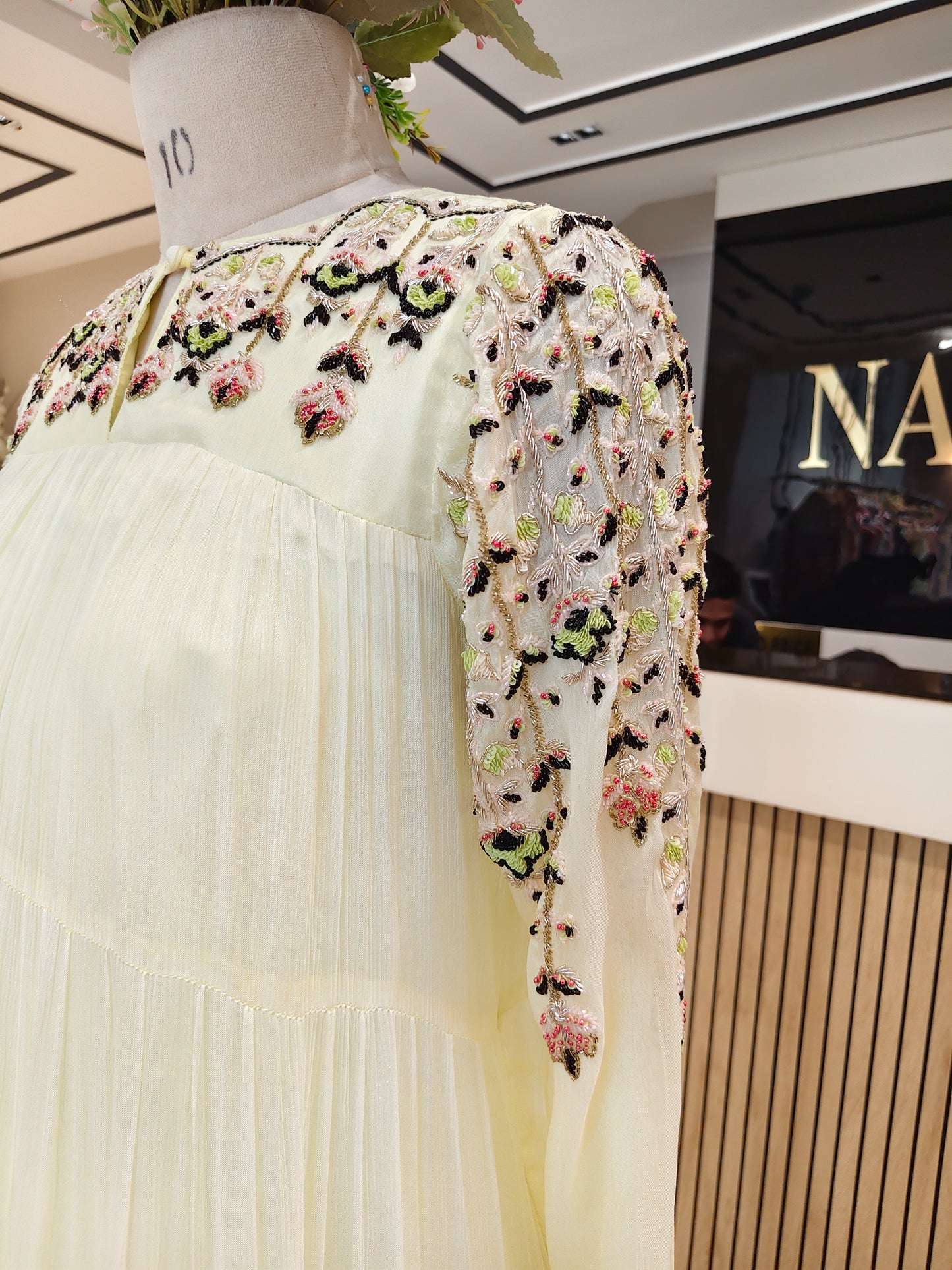 Lemon Handwork Chiffon Anarkali