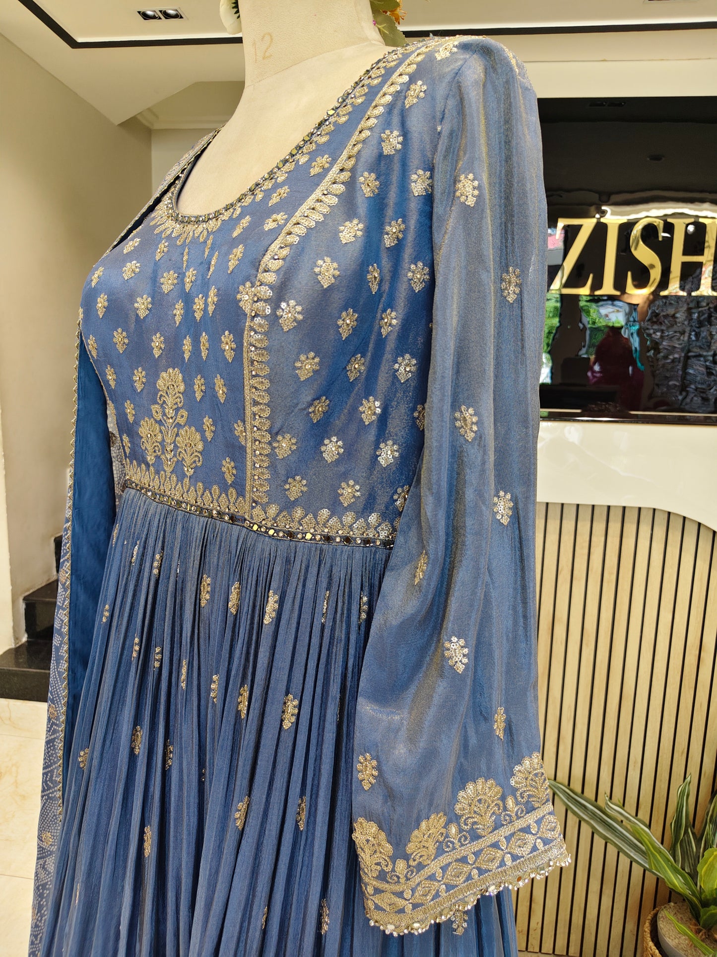 Blue Tissue Anarkali