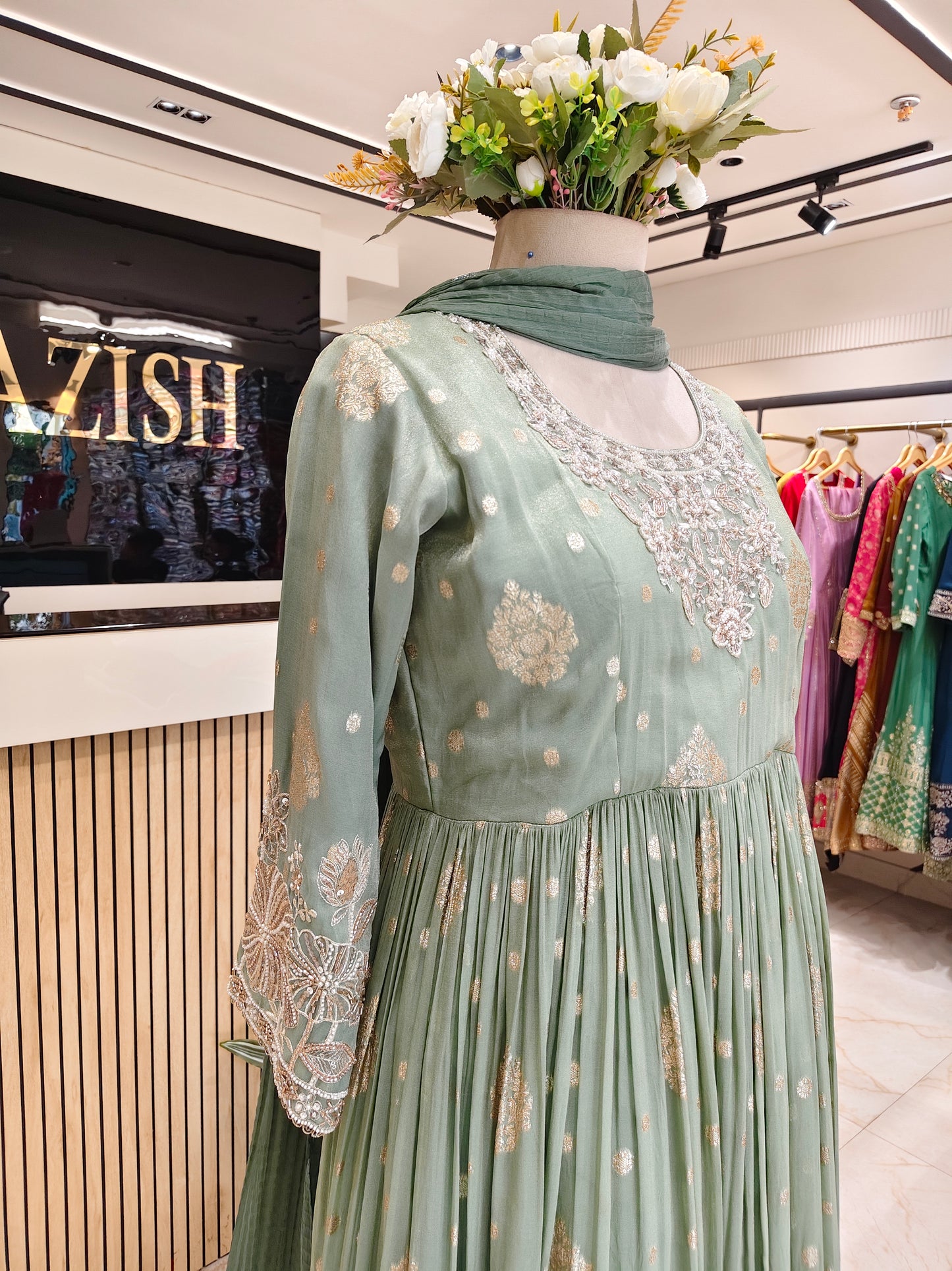 Sea Green Tissue Palazzo Set